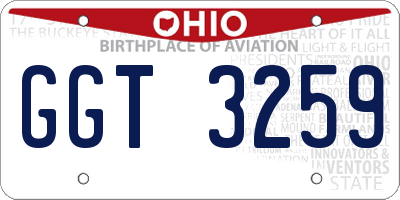 OH license plate GGT3259