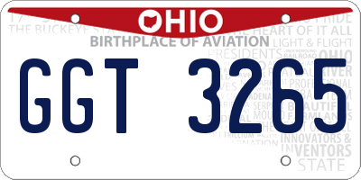 OH license plate GGT3265