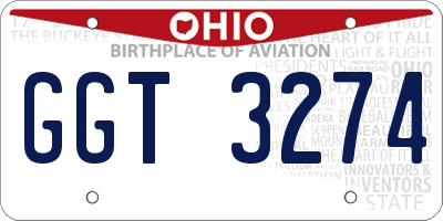 OH license plate GGT3274