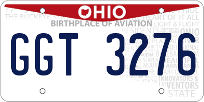 OH license plate GGT3276