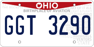 OH license plate GGT3290
