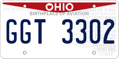OH license plate GGT3302
