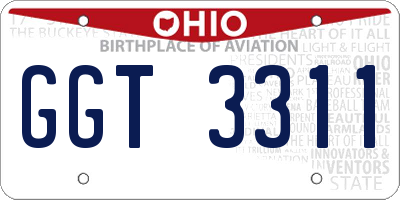 OH license plate GGT3311