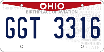OH license plate GGT3316