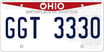 OH license plate GGT3330
