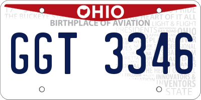 OH license plate GGT3346