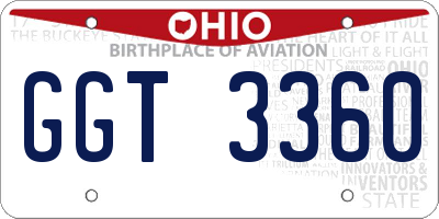 OH license plate GGT3360