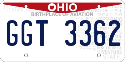 OH license plate GGT3362