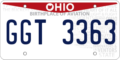 OH license plate GGT3363