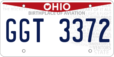 OH license plate GGT3372