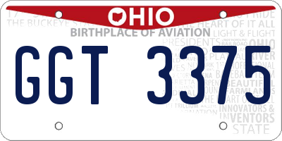 OH license plate GGT3375