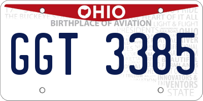 OH license plate GGT3385