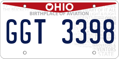 OH license plate GGT3398