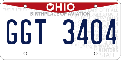 OH license plate GGT3404