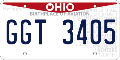 OH license plate GGT3405