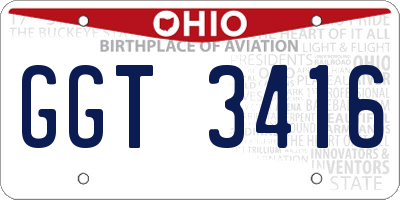 OH license plate GGT3416