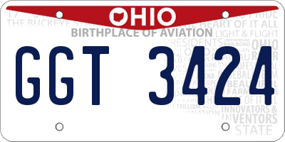 OH license plate GGT3424