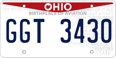 OH license plate GGT3430