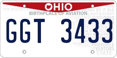 OH license plate GGT3433