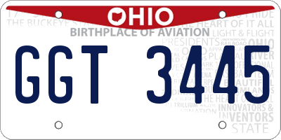 OH license plate GGT3445