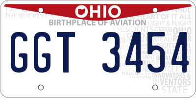 OH license plate GGT3454