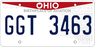 OH license plate GGT3463