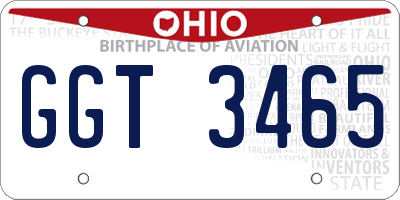 OH license plate GGT3465