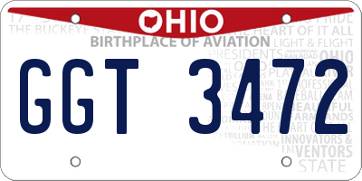 OH license plate GGT3472
