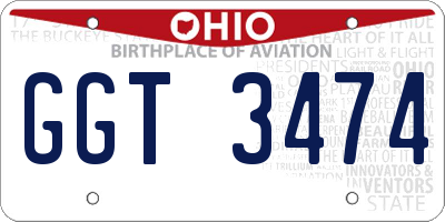 OH license plate GGT3474