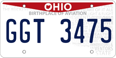 OH license plate GGT3475