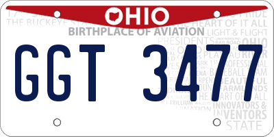OH license plate GGT3477