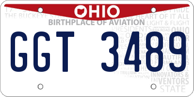 OH license plate GGT3489