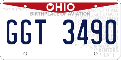 OH license plate GGT3490
