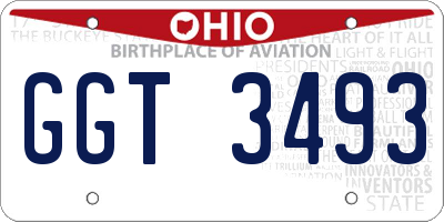 OH license plate GGT3493