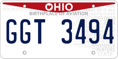 OH license plate GGT3494
