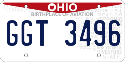 OH license plate GGT3496