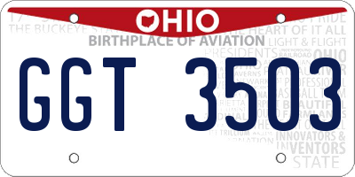 OH license plate GGT3503