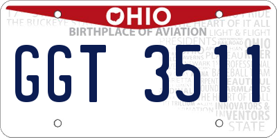 OH license plate GGT3511