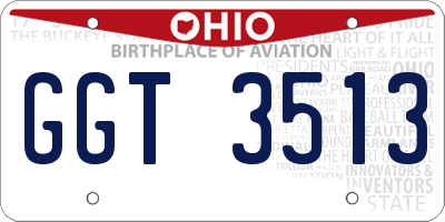 OH license plate GGT3513