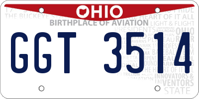 OH license plate GGT3514