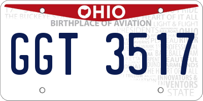 OH license plate GGT3517