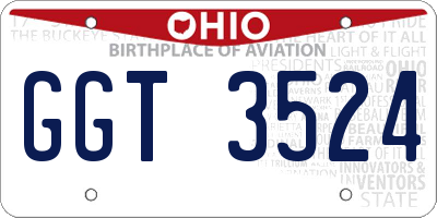 OH license plate GGT3524