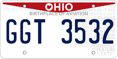 OH license plate GGT3532