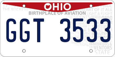 OH license plate GGT3533