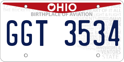 OH license plate GGT3534