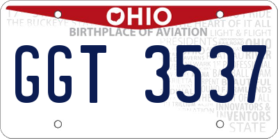 OH license plate GGT3537