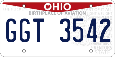OH license plate GGT3542