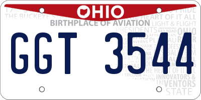 OH license plate GGT3544