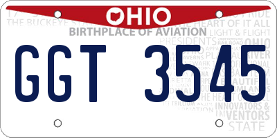 OH license plate GGT3545