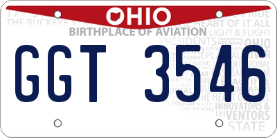 OH license plate GGT3546